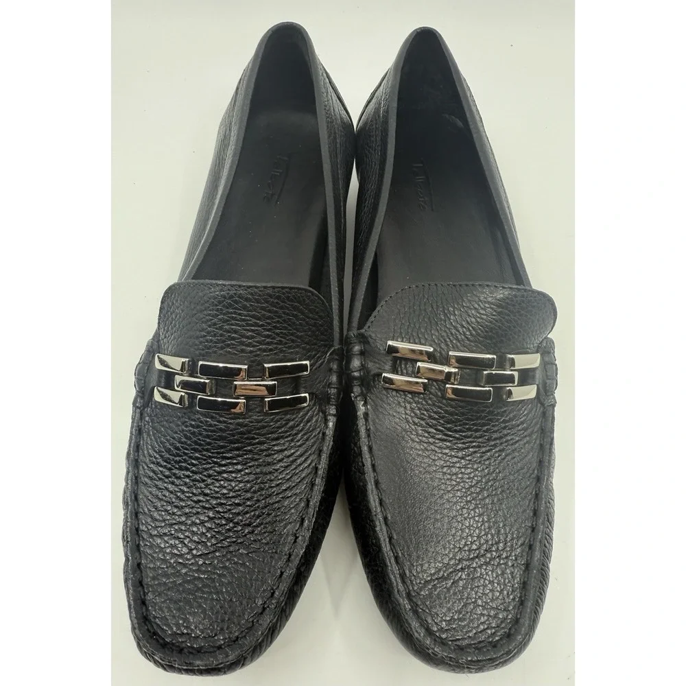 Talbots Nadia15 Panther‎ Link Leather Loafers Shoes Flats Sz 8 Black Soft NIB